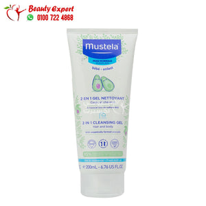 mustela 2 in 1 cleansing gel hair and body 200ml for baby image 0