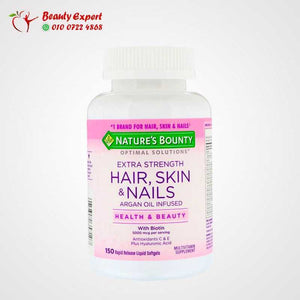 Nature's Bounty Optimal Solutions، للشعر، البشرة والأظافر، قوة مضاعفة، 150 كبسولة هلامية سائلة سريعة الامتصاص image 0