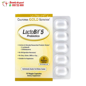 California Gold Nutrition LactoBif Probiotics 5 Billion CFU 10 Veggie Capsules image 0