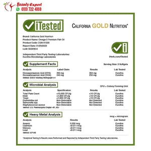 California Gold Nutrition Omega-3 Premium Fish Oil 240 Fish Gelatin Softgels image 3