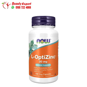 NOW Foods L-OptiZinc 30 mg 100 Veg Capsules image 0