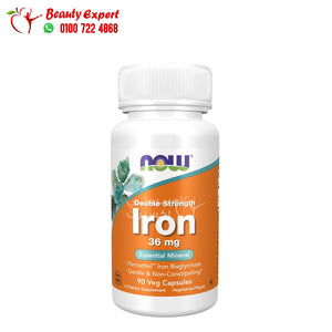 حبوب حديد لتعويض نقص الحديد في الجسم 90 كبسولة نباتية Iron NOW Foods image 0