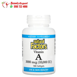 Natural Factors Vitamin A 3000 mcg (10 000 IU) 180 Softgels image 0