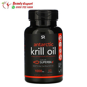 حبوب زيت الكريل القطبي الجنوبي مع أستازانتين 1000 ملجم عدد 60 قرص هلامي لتعزيز صحة الجسم العامة - Sports Research antarctic krill oil image 0