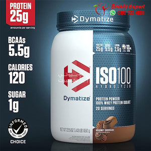 ISO 100 HYDROLYZED PROTEIN POWDER 650G 20 SERVINGS DYMATIZE - GOURMET CHOCOLATE image 0