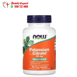 NOW Foods Potassium Citrate 99 mg 180 Veg Capsules image 0
