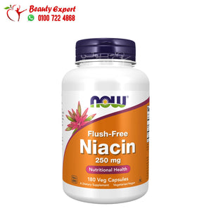 NOW Foods Flush-Free Niacin 250 mg 180 Veg Capsules image 0