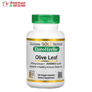 California Gold Nutrition Olive Leaf Extract EuroHerbs European Quality 500 mg 180 Veggie Capsules image 0