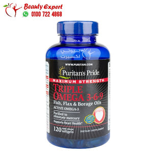 maximum strength triple omega 3-6-9 puritan's pride 120 softgels image 0