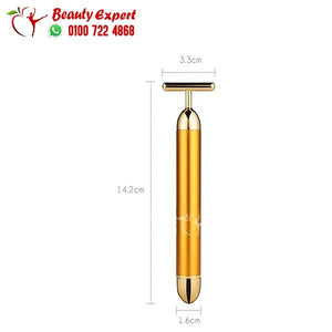 Beauty Bar 24k Golden Pulse Facial Massager T-Shape Electric Sonic Energy Face Massage Tools for Face Lift Anti-Aging Anti-Wrinkles Skin Tightening Face Firming image 1