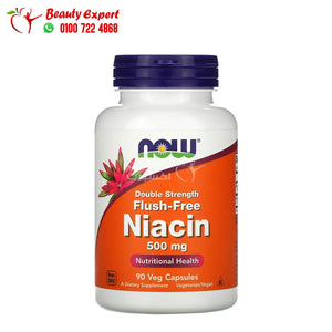 NOW Foods Flush-Free Niacin Double Strength 500 mg 90 Veg Capsules image 0
