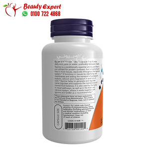 NOW Foods Taurine 500 mg 100 Veg Capsules image 2