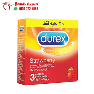 durex strawberry condoms ديوركس واقي ذكري بنكهة الفراولة 3 واقيات ذكرية image 0