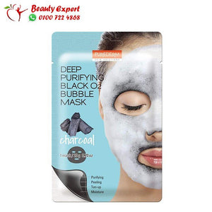 PUREDERM Deep Purifying Black O2 Bubble Sheet Mask Charcoal - 1 Piece image 0