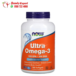 NOW Foods Ultra Omega-3 500 EPA / 250 DHA 180 Enteric Coated Softgels image 0