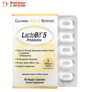 California Gold Nutrition LactoBif Probiotics 5 Billion CFU 60 Veggie Capsules image 0