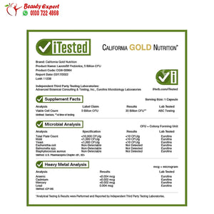 California Gold Nutrition LactoBif Probiotics 5 Billion CFU 10 Veggie Capsules image 2