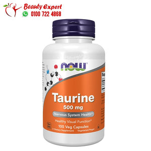 NOW Foods Taurine 500 mg 100 Veg Capsules image 0