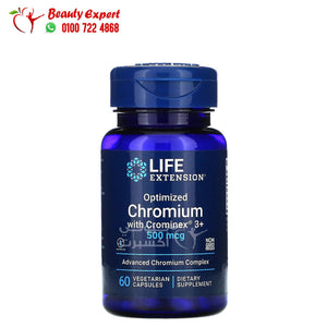 Life Extension Optimized Chromium with Crominex 3+ 500 mcg 60 Vegetarian Capsules image 0