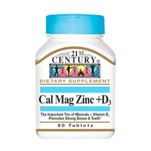 21st Century الكالسيوم والمغنيسيوم والزنك + د3، و 90 قرص image 3