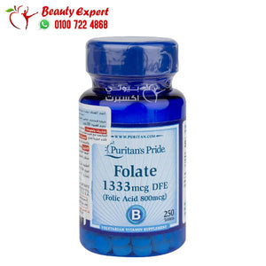 puritan's pride folate 1333 mcg dfe folic acid 800mcg 250 tablets image 0