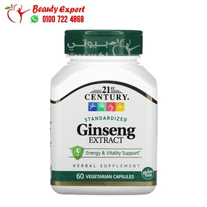 21st Century Standardized Ginseng Extract 60 Vegetarian Capsule image 0