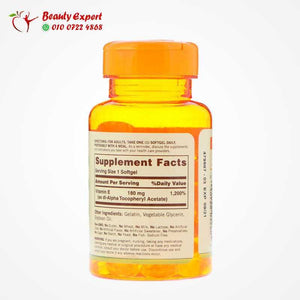 Sundown Naturals فيتامين E ، 180 ملغ (400 وحدة دولية) ، 100 كبسولة هلامية image 1