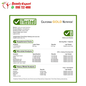 California Gold Nutrition L-Glutathione (Reduced) 500 mg 30 Veggie Capsules image 2
