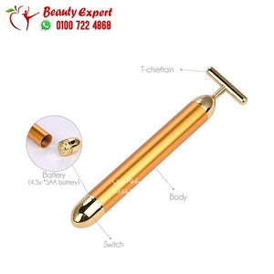 Beauty Bar 24k Golden Pulse Facial Massager T-Shape Electric Sonic Energy Face Massage Tools for Face Lift Anti-Aging Anti-Wrinkles Skin Tightening Face Firming image 2