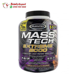 Muscletech Mass Tech Extreme 2000 براونيز بالشوكولا الثلاثية 7.00 باوند (3.18 كلغ) image 0