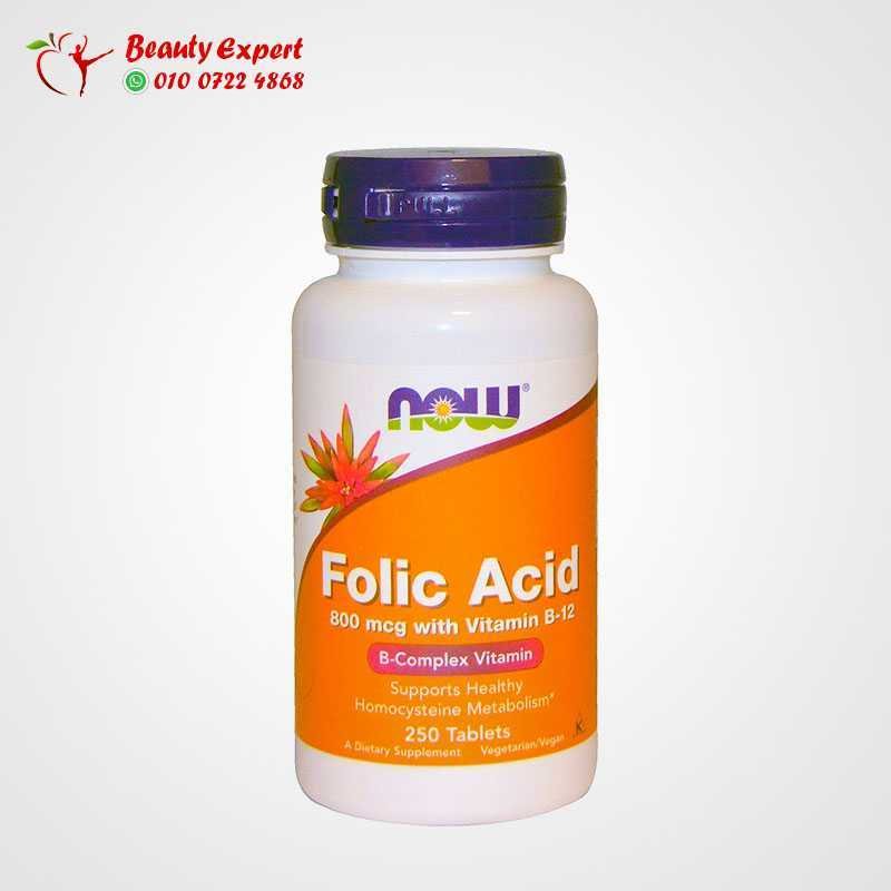 Now Foods حمض الفوليك مع فيتامين ب 12، مقدار 800 ميكروغرام، 250 قرص image 0