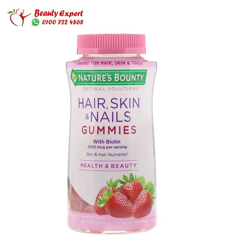 Nature's Bounty Optimal Solutions Hair Skin & Nails Strawberry Flavored 140 Gummies image 0