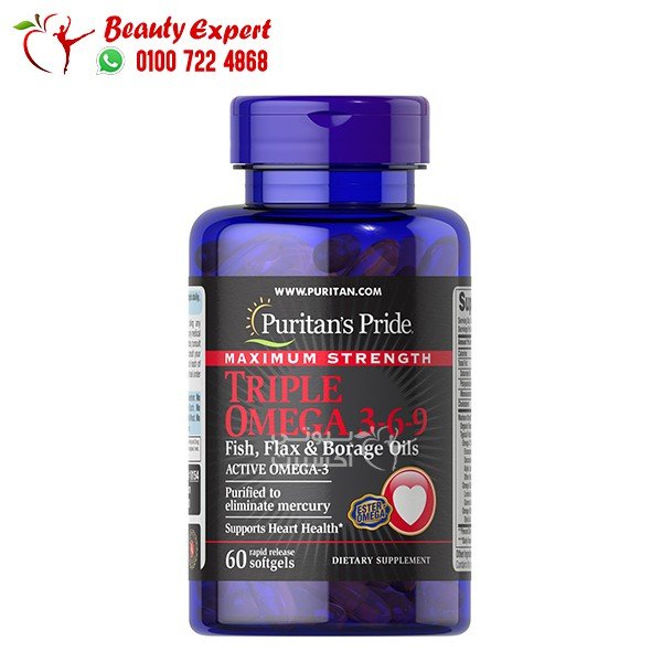 triple omega 3-6-9 maximun strength 60 caps - puritans pride image 0