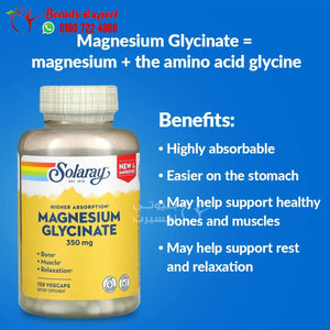 Solaray High Absorption Magnesium Glycinate 350 mg 120 VegCaps image 0