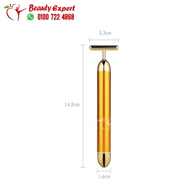Beauty Bar 24k Golden Pulse Facial Massager T-Shape Electric Sonic Energy Face Massage Tools for Face Lift Anti-Aging Anti-Wrinkles Skin Tightening Face Firming image 1