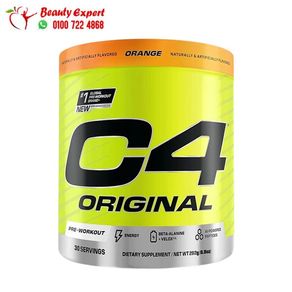 مكمل بري ورك اوت c4 لتعزيز الطاقة بنكهة البرتقال C4 Pre-Workout