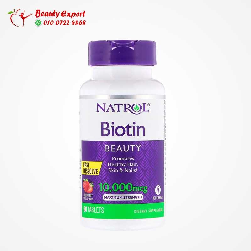 Natrol بيوتين، قوة قصوى، فراولة، 10000 مكغ ، 60 قرص image 0