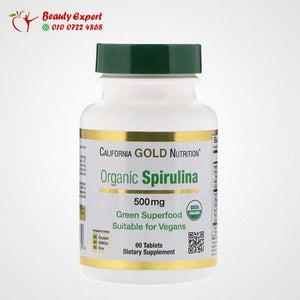 California Gold Nutrition سبيرولينا عضوية، معتمد من وزارة الزراعة الأمريكية، 500 ملغ، 60 قرص image 0