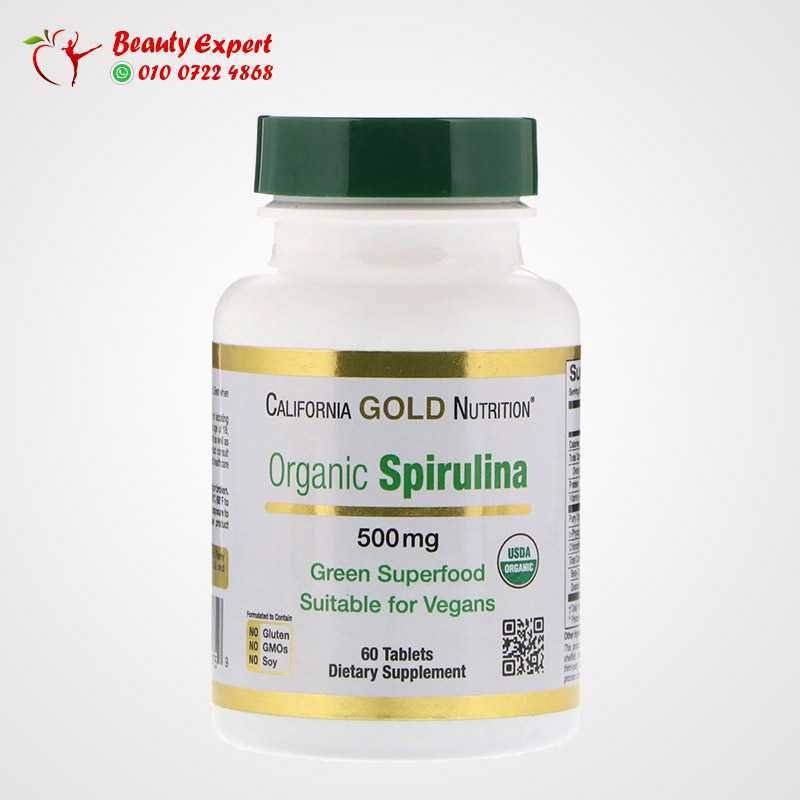 California Gold Nutrition سبيرولينا عضوية، معتمد من وزارة الزراعة الأمريكية، 500 ملغ، 60 قرص image 0